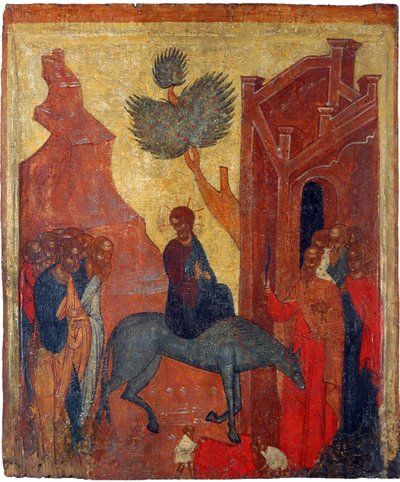Russische Ikone: Der Einzug Christi in Jerusalem von School Russian
