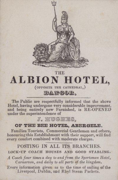 Werbung für das Albion Hotel, Bangor, Nordwales von School Welsh