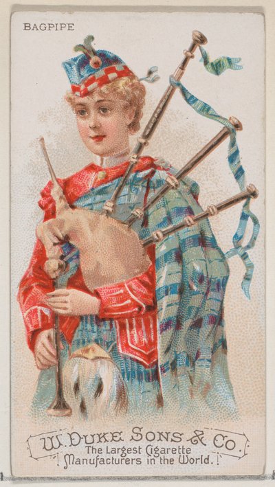 Dudelsack, aus der Serie Musikinstrumente N82 für Duke-Zigaretten, 1888 von Schumacher and Ettlinger