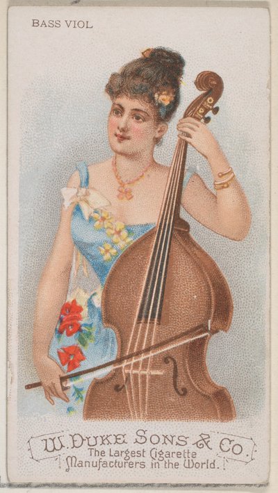 Bassgeige, aus der Serie Musikinstrumente N82 für Duke-Zigaretten, 1888 von Schumacher and Ettlinger