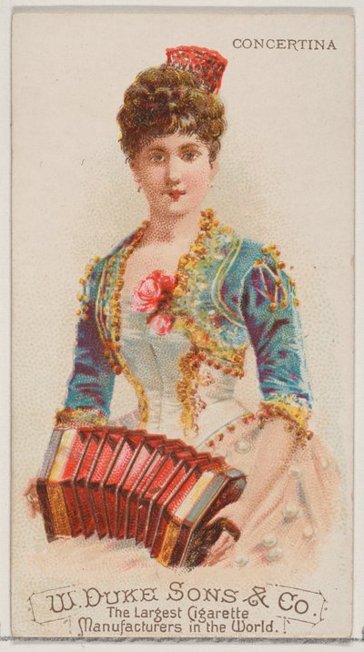 Konzertina, aus der Serie Musikinstrumente N82 für Duke-Zigarettenmarke, 1888 von Schumacher and Ettlinger