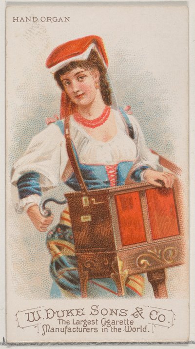 Drehorgel, aus der Serie Musikinstrumente N82 für Duke-Zigaretten von Schumacher and Ettlinger