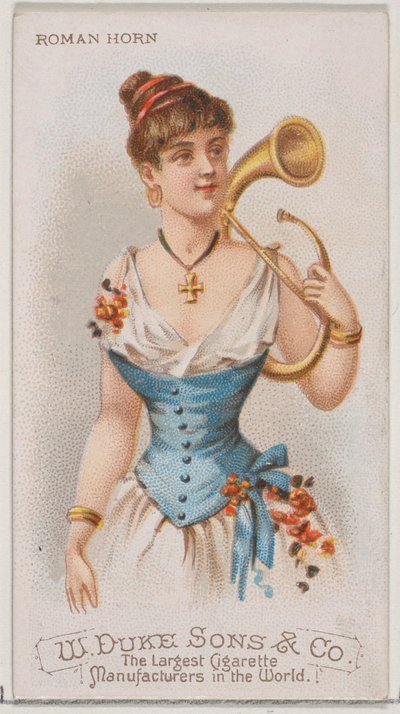 Römisches Horn, aus der Serie Musikinstrumente N82 für Duke-Zigaretten, 1888 von Schumacher and Ettlinger