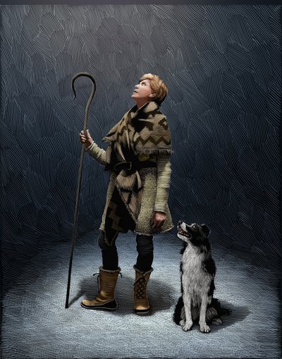 Schäfer mit einem Border Collie von Scott McKowen