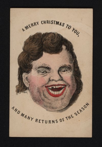 Gesicht eines lachenden Mannes, Weihnachtsgrußkarte, Ende des 19. Jahrhunderts von Scottish School