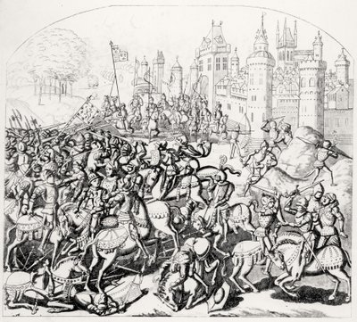 König David von Schottland (1084-1153) kommt mit einer großen Armee vor Newcastle-upon-Tyne, 1138 von Scottish School