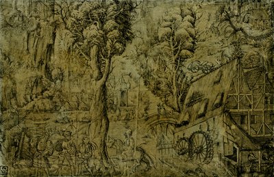 Landschaft mit Windmühlen von Sebald Baumhauer