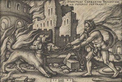 Herkules fängt Cerberus, aus Die Arbeiten des Herkules, 1545 von Sebald Beham
