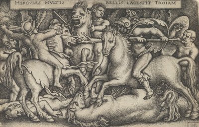 Herkules kämpft gegen die Trojaner, aus Die Arbeiten des Herkules, 1545 von Sebald Beham