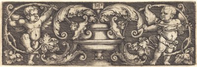 Ornament mit einer Vase zwischen zwei Genien von Sebald Beham