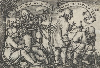 Bauern hinter der Hecke, aus Das Fest der Bauern oder die zwölf Monate, 1546-47 von Sebald Beham