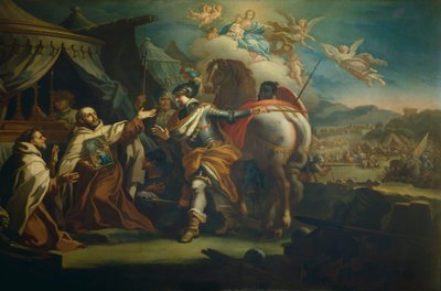Übergabe des verehrten Bildes Unserer Lieben Frau vom Sieg an Pater Domenico di Gesu Maria von Sebastiano Conca