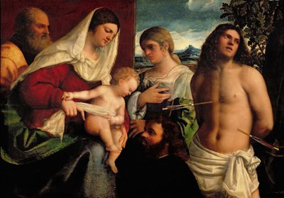 Sacra Conversatione mit den Heiligen Katharina, Sebastian und der Heiligen Familie von Sebastiano del Piombo