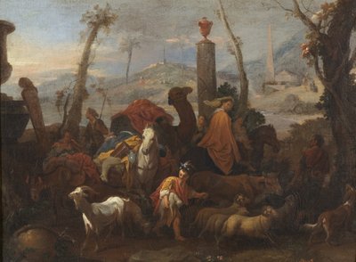 Jakobs Reise und die Säule von Bethel, ca. 1640 von Sébastien Bourdon