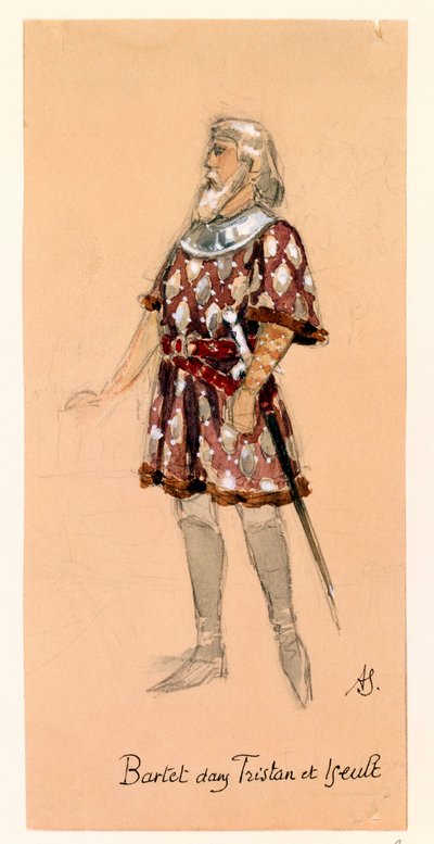 Frankreich, Paris, Kostümentwurf für Kurwenal in Tristan und Isolde von Richard Wagner für Aufführung im Pariser Palais Garnier von Segaud Segaud