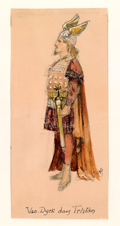 Frankreich, Paris, Kostümentwurf für Tristan in Tristan und Isolde von Richard Wagner für die Aufführung im Pariser Palais Garnier von Segaud Segaud