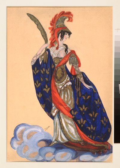 Kostümentwurf für das Theaterstück "Der Triumph der Staaten" von A. Bobrishchev-Pushkin von Sergei Yurevich Sudeikin
