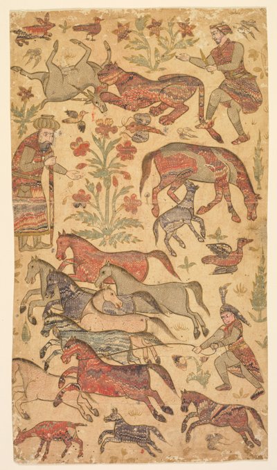 Ein marmoriertes Bild von Rustam, der Rakhsh fängt von Shafi