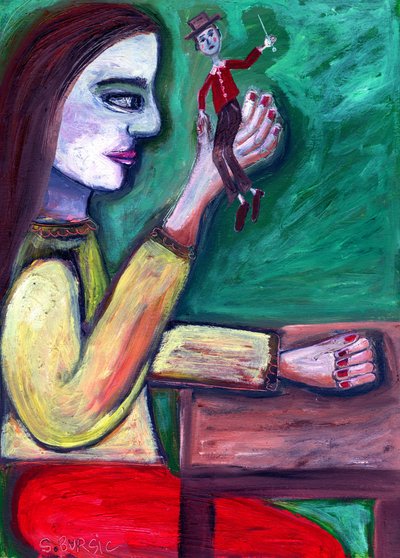 Träumerin und ihre Puppe von Sharyn Bursic