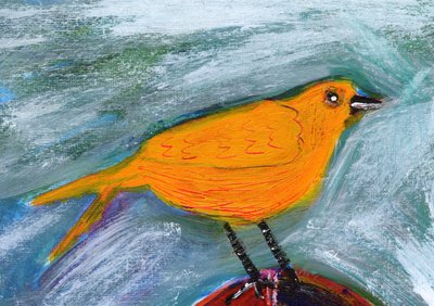 Lebendiger Oranger Vogel von Sharyn Bursic
