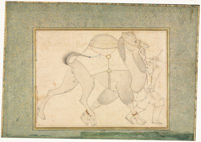 Kamel und Führer, Einzelblatt-Illustration von Shaykh Muhammad