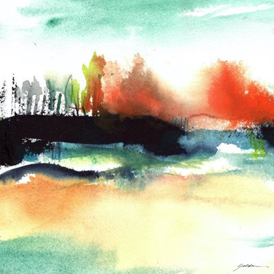 Lebendige abstrakte Landschaft von Sheila Golden