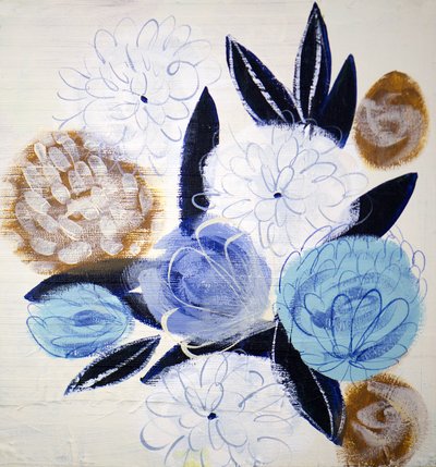 Abstrakte blaue Goldblumen von Shelley Hampe