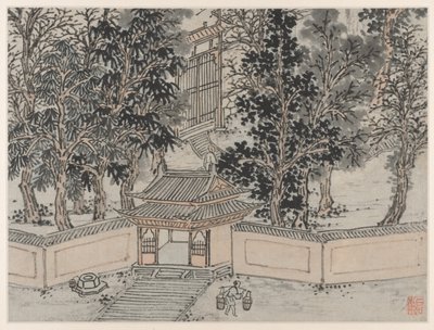 Zwölf Ansichten des Tigerhügels, Suzhou: Tiger-Flug-Quelle am Hintertor von Shen Zhou