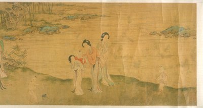 Frauen und Kinder in einem Garten von Shi Wang