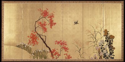 Herbst (links von einem Paar Vögel und Blumen im Frühling und Herbst) von Shibata Zeshin