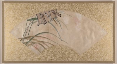 Blumen (rosa und weiß) und Blätter, Klappern von Shibata Zeshin