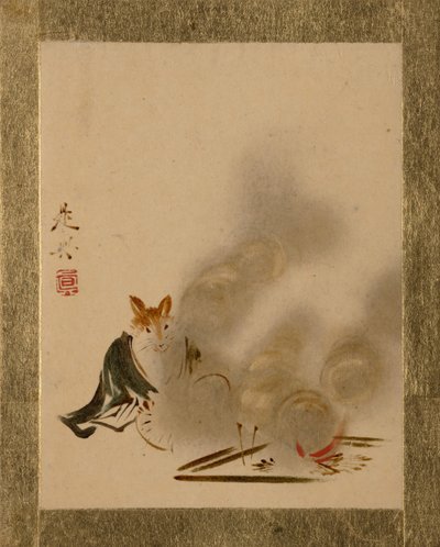 Fuchs am mystischen Feuer von Shibata Zeshin