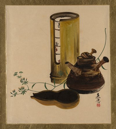 Lackmalereien verschiedener Motive: Sencha-Teeset, 1882 von Shibata Zeshin