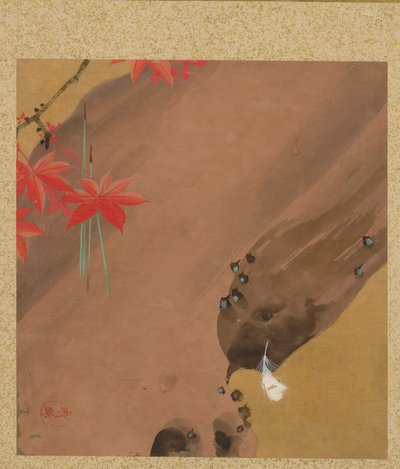 Ahornblätter und Feder aus dem Album der Gemälde des Ehrwürdigen Zeshin von Shibata Zeshin