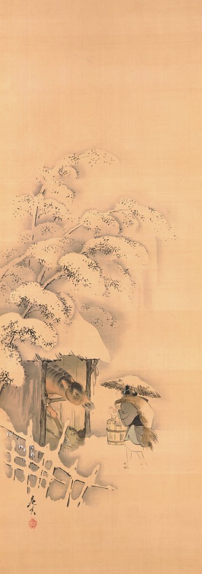 Noh-Spiel Hachinoki, eines von drei von Shibata Zeshin