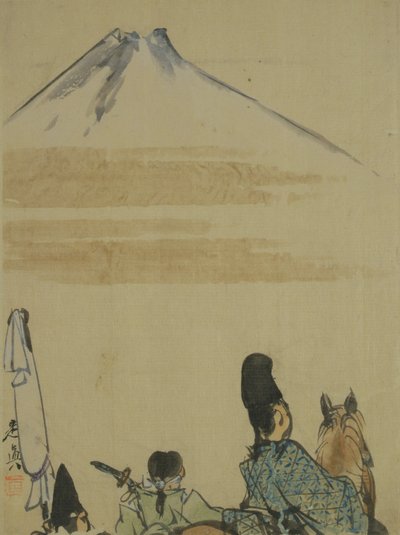 Reisende in der Nähe des Berges Fujiyama, ca. 1872 von Shibata Zeshin