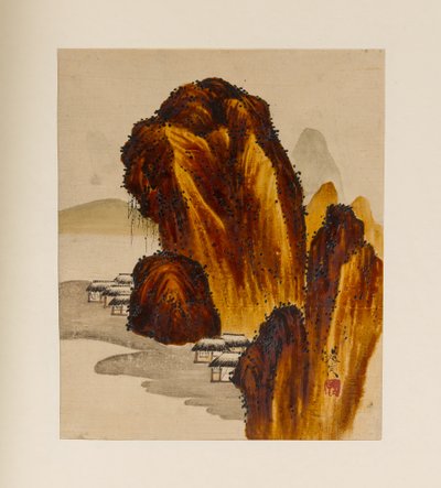 Dorf zwischen Felsen von Shibata Zeshin