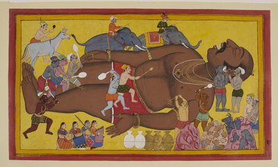 Dämonen wecken den schlafenden Kumbhakarṇa, um gegen Rāma zu kämpfen von S?hibdin S?hibdin