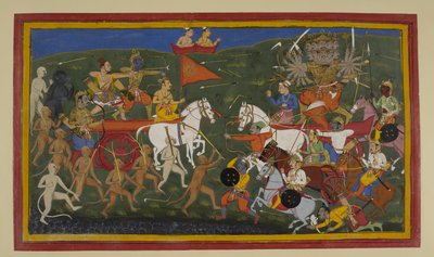 Rāma und Rāvaṇa kämpfen heftig, während Omen Rāvaṇas Niederlage vorhersagen von S?hibdin S?hibdin