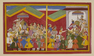 Rāma wird gekrönt und belohnt seine Verbündeten; Sītā schenkt Hanumān ihre Halskette von S?hibdin S?hibdin