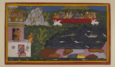 Rāma zeigt Sītā ihre Vergangenheit; Affen in Kiṣkindhā schließen sich ihrer Heimreise an von S?hibdin S?hibdin