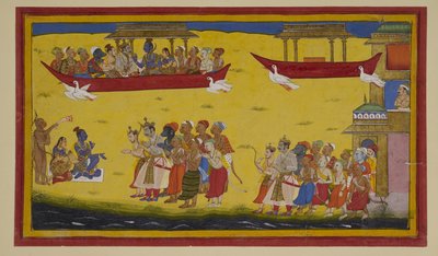 Vibhishana begleitet Ramas Rückkehr nach Ayodhya im Pushpaka von S?hibdin S?hibdin