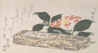 Kamelienblüte und Yokan, eine Art Bohnengelee, in Bambushaut gewickelt, 1811 von Shinsai