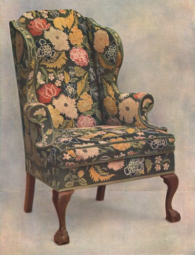 Walnussstuhl mit Stickerei bezogen, 1905 von Shirley Charles Llewellyn Slocombe