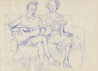 Paar mit Gitarre von Shirley Markham