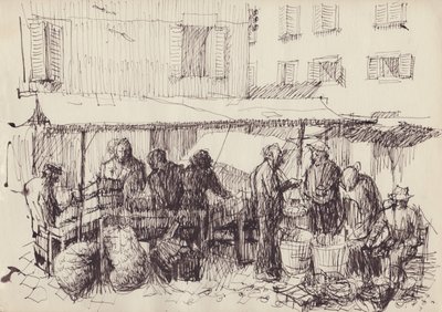 Marktszene, Italien, ca. 1950 von Shirley Markham