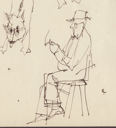 Sitzender Mann und Hundestudien, ca. 1950 von Shirley Markham