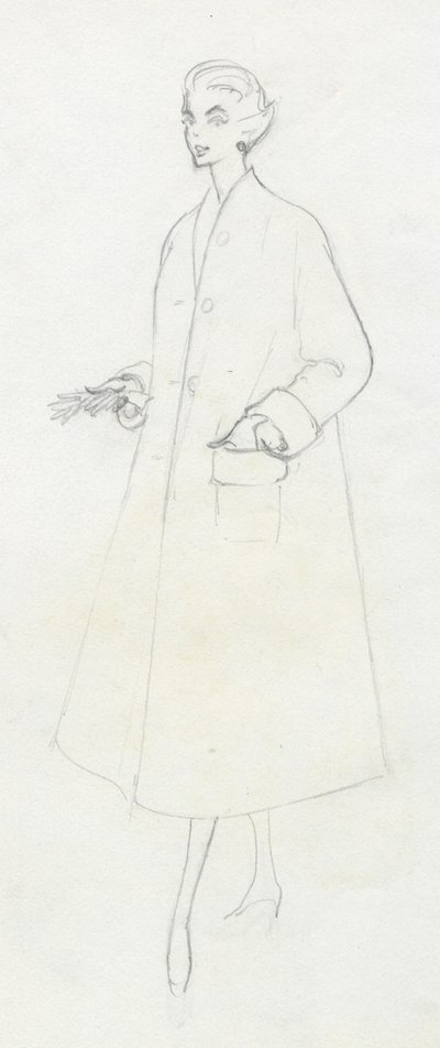 Frau im Staubmantel, ca. 1950 von Shirley Markham