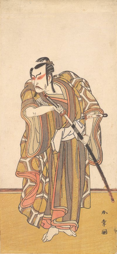 Ichikawa Danzo III als Samurai, der ein Schwert zieht von Shunsho
