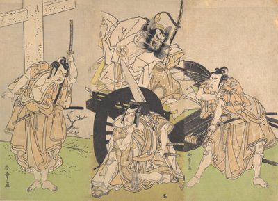 Kabuki-Schauspieler Ichikawa Yaozo II, Nakajima Mihoemon II, Ichikawa Ebizo III ..., 7. Monat, 1776 von Shunsho